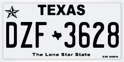 TX license plate DZF3628