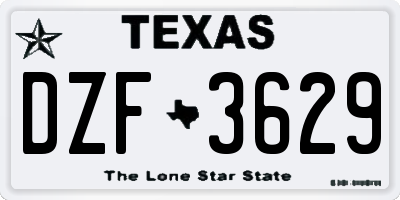 TX license plate DZF3629