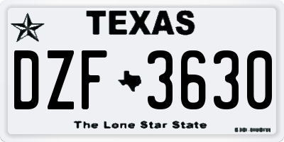 TX license plate DZF3630
