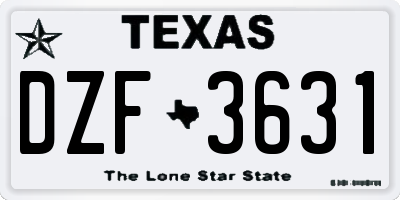 TX license plate DZF3631