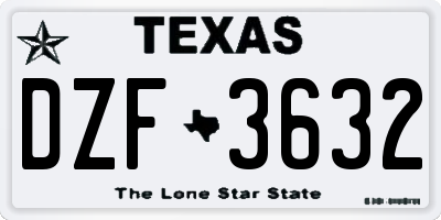 TX license plate DZF3632