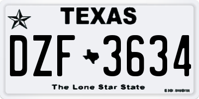 TX license plate DZF3634