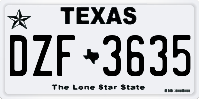 TX license plate DZF3635