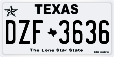 TX license plate DZF3636