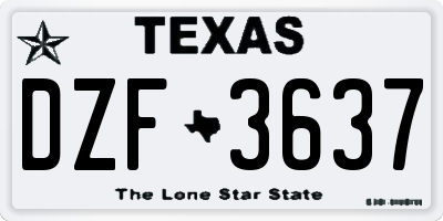 TX license plate DZF3637