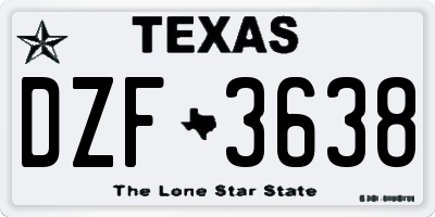 TX license plate DZF3638