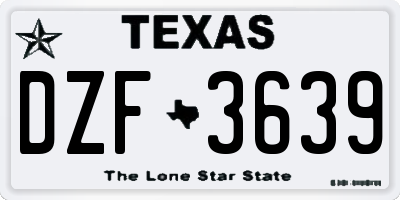 TX license plate DZF3639