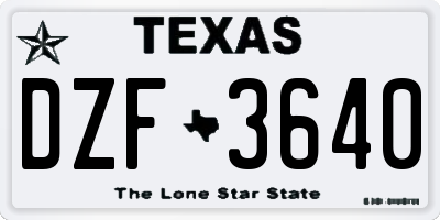TX license plate DZF3640