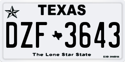 TX license plate DZF3643