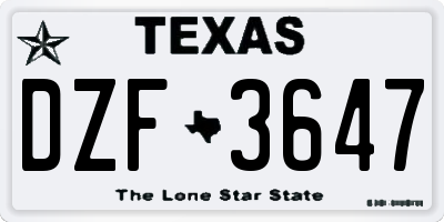 TX license plate DZF3647