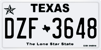 TX license plate DZF3648