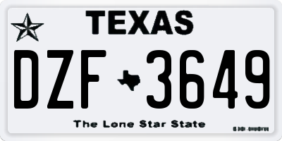 TX license plate DZF3649