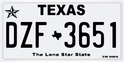 TX license plate DZF3651