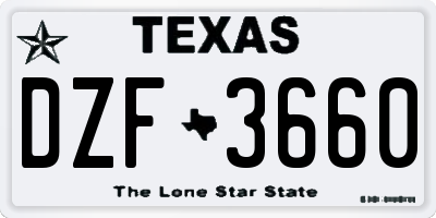 TX license plate DZF3660