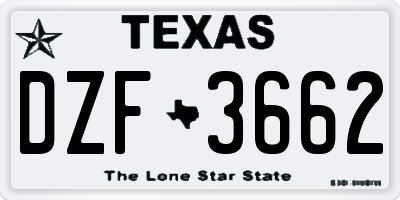 TX license plate DZF3662