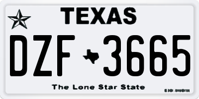TX license plate DZF3665