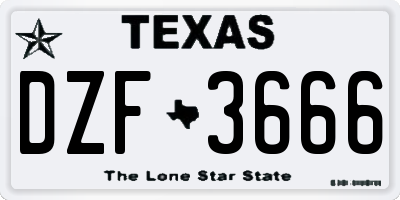 TX license plate DZF3666