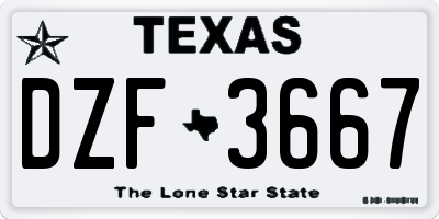 TX license plate DZF3667