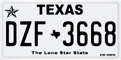 TX license plate DZF3668