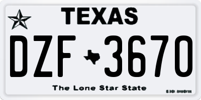 TX license plate DZF3670