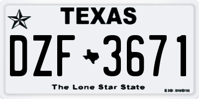 TX license plate DZF3671
