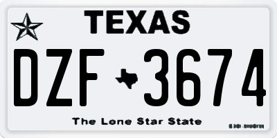TX license plate DZF3674