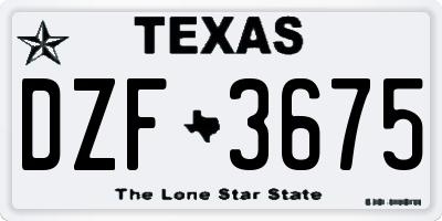 TX license plate DZF3675