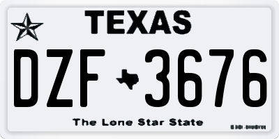 TX license plate DZF3676