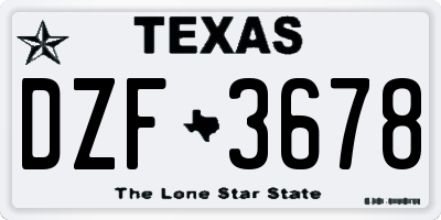 TX license plate DZF3678