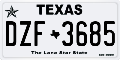 TX license plate DZF3685