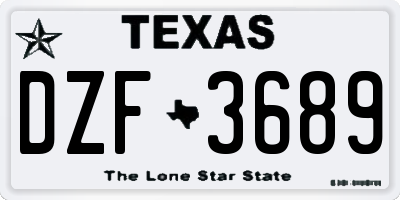TX license plate DZF3689