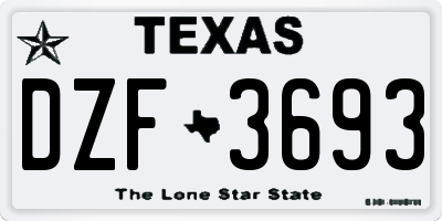 TX license plate DZF3693