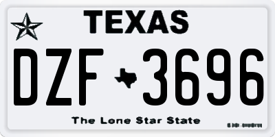 TX license plate DZF3696