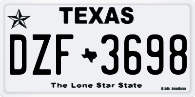 TX license plate DZF3698