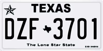 TX license plate DZF3701