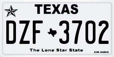 TX license plate DZF3702
