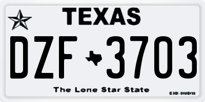 TX license plate DZF3703