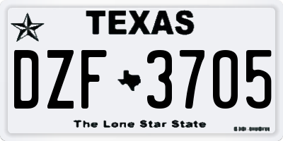 TX license plate DZF3705