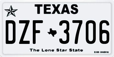 TX license plate DZF3706