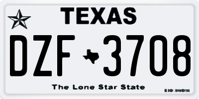 TX license plate DZF3708