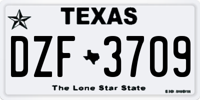 TX license plate DZF3709