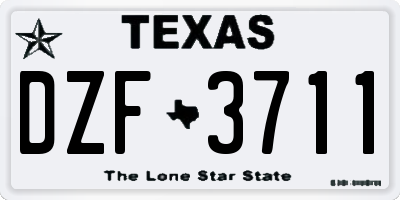 TX license plate DZF3711