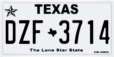 TX license plate DZF3714