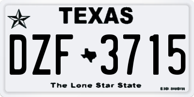 TX license plate DZF3715