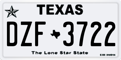 TX license plate DZF3722