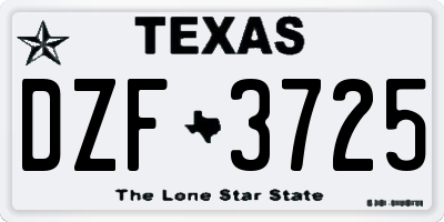 TX license plate DZF3725