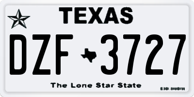 TX license plate DZF3727