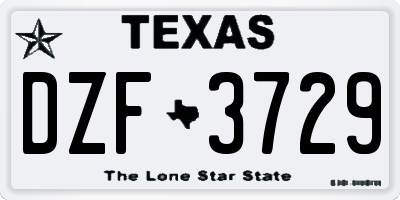 TX license plate DZF3729