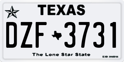 TX license plate DZF3731