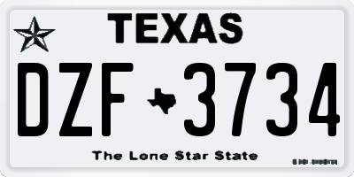 TX license plate DZF3734